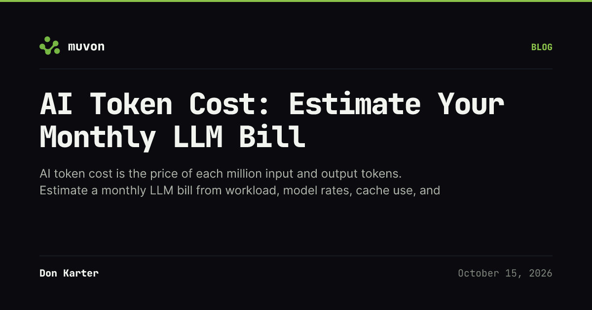 Worked monthly AI token cost estimate comparing OpenAI, Anthropic, and Google API models