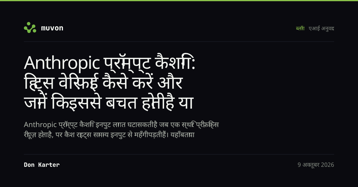 Anthropic प्रॉम्प्ट कैशिंग डायग्राम जिसमें एक स्थिर प्रॉम्प्ट प्रीफ़िक्स रिक्वेस्ट्स के बीच रीयूज़ होता दिखता है, साथ में कैश राइट्स, रीड्स, और एक ब्रेक-ईवन पॉइंट