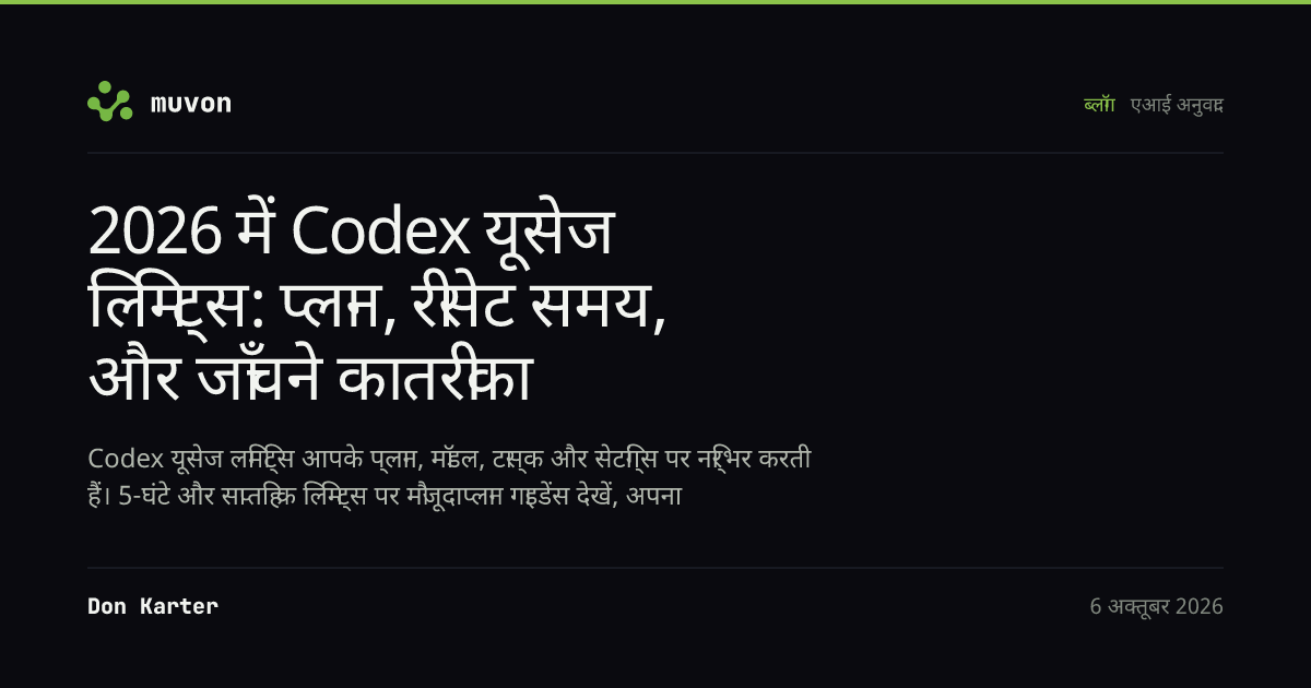ChatGPT प्लान के हिसाब से Codex यूसेज लिमिट्स, बचा हुआ अलाउंस कहाँ जाँचें, और Codex यूसेज कब रीसेट होता है