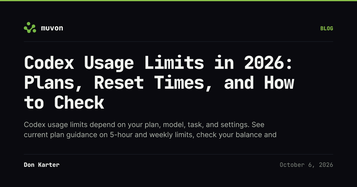 Codex usage limits by ChatGPT plan, where to check remaining allowance, and when Codex usage resets