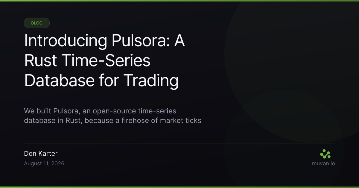 Pulsora time-series database written in Rust storing columnar compressed blocks of market tick data on disk