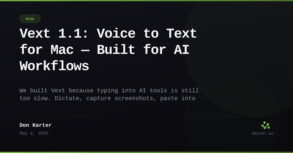 Vext 1.1 - Voice to text for Mac with screenshot capture, speaker recognition, AI cleanup, and meeting transcription