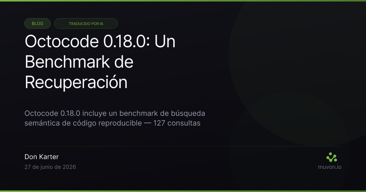 Benchmark de calidad de recuperación de Octocode 0.18.0 con métricas Hit@k, MRR, NDCG y Recall, más expansión GraphRAG a nivel de archivo que enriquece los candidatos de búsqueda de código con archivos estructuralmente relacionados antes del reranking