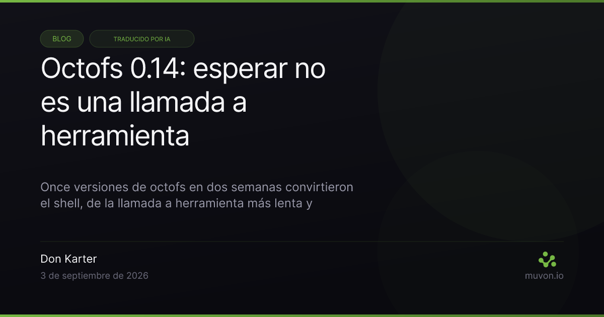 Octofs 0.14 promociona automáticamente los comandos de shell largos a trabajos en segundo plano expuestos como recursos MCP, notifica al cliente al terminar en lugar de bloquear la llamada a herramienta, resuelve los destinos SSH remotos desde ~/.ssh/config e informa explícitamente de los resultados de búsqueda vacíos